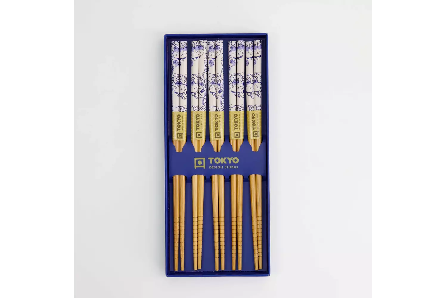 Tokyo Design Studio - Chopstick Giftset/5 Neko Cat Blue AH-02 10 sets