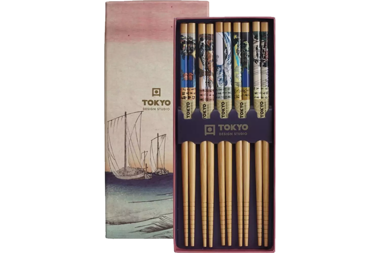 Tokyo Design Studio - Chopsticks Giftset Woodblock 5 pair