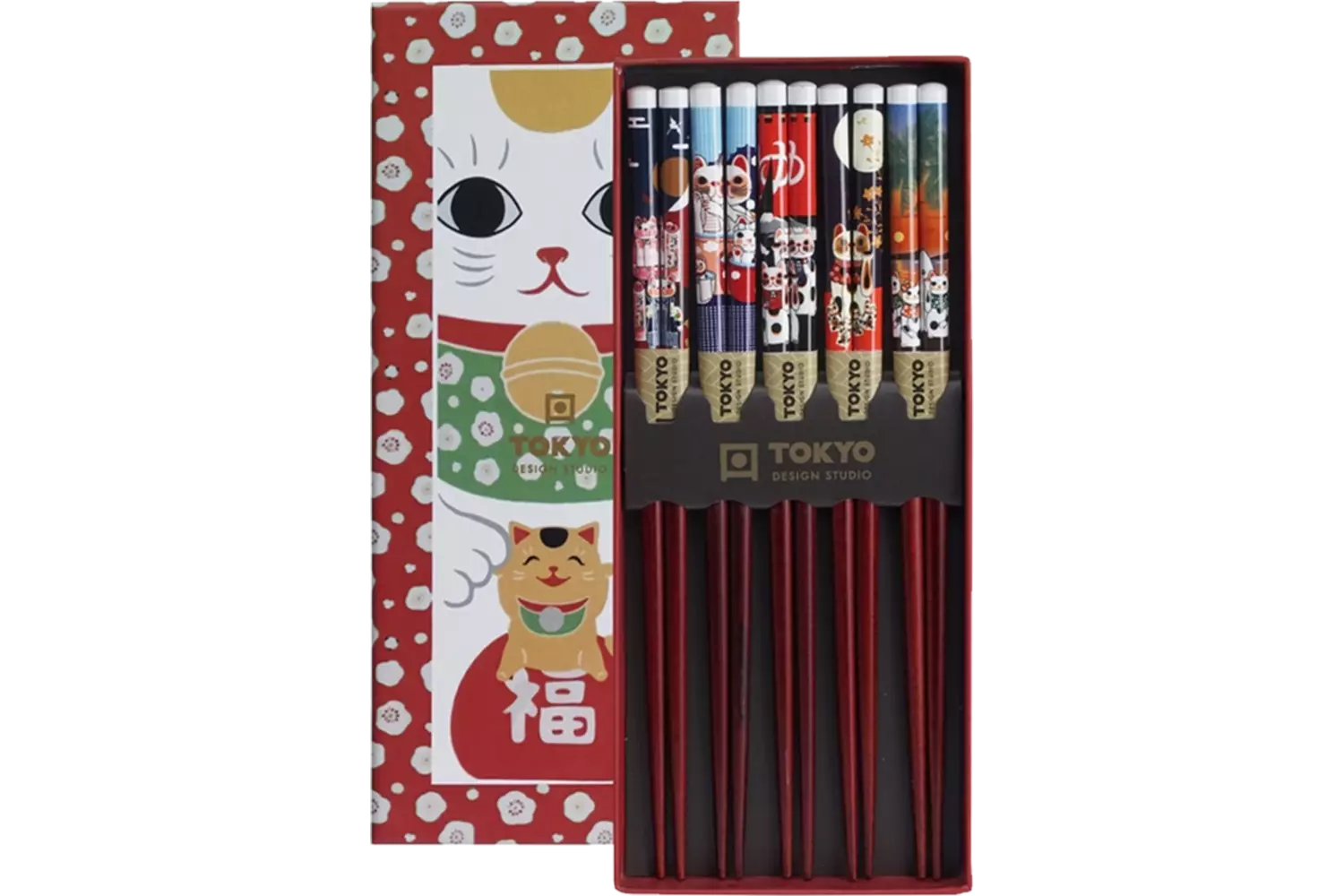Tokyo Design Studio - Chopsticks Giftset Lucky Cats 5 pair