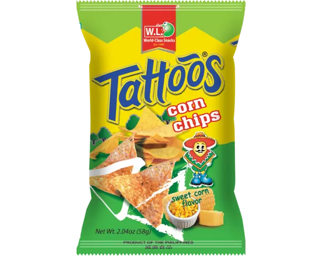 W.L. - Tattoos Corn Chips Sweet Corn Flavor x 30g