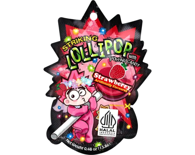 Striking - Lollipop Popping Candy Strawberry Strip 13.8g