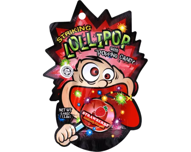 Striking - Lollipop Popping Candy Strawberry Strip 13.8g