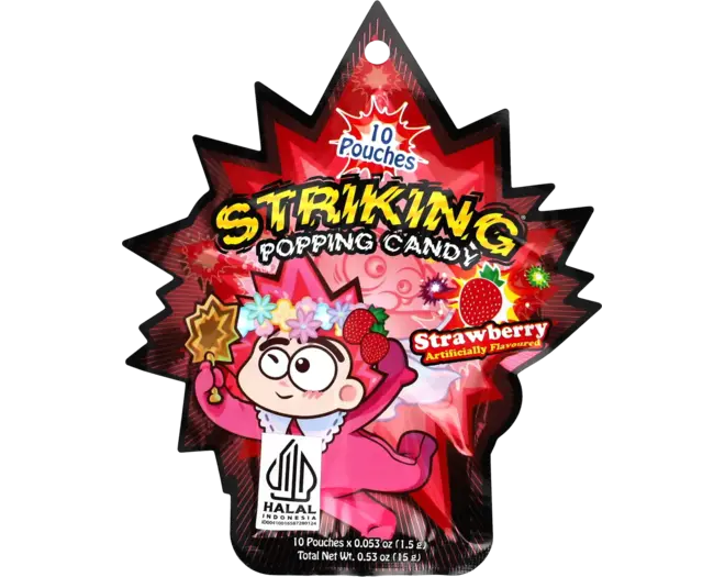 Striking - Popping Candy Strawberry Strip 15g