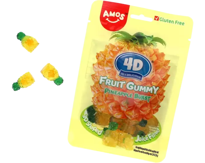 Amos - 4D Fruit Gummy Pineapple 65g