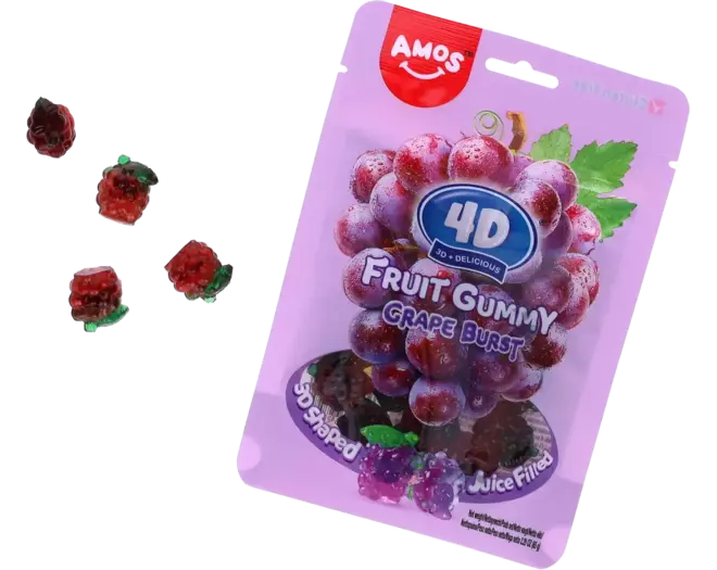 Amos - 4D Fruit Gummy Grape 65g
