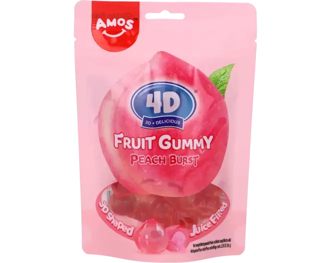 Amos - 4D Fruit Gummy Peach 65g