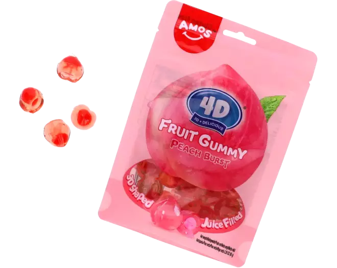 Amos - 4D Fruit Gummy Peach 65g