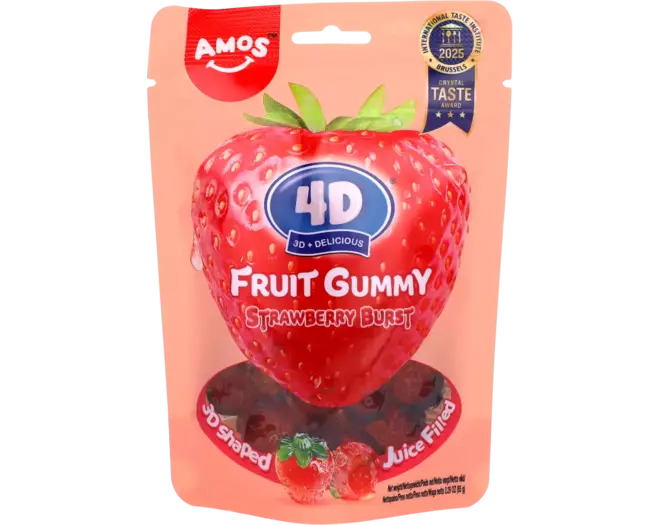 Amos - 4D Fruit Gummy Strawberry 65g