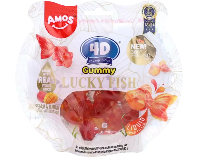 Amos - 4D Gummy Lucky Fish Peach Mango 60g