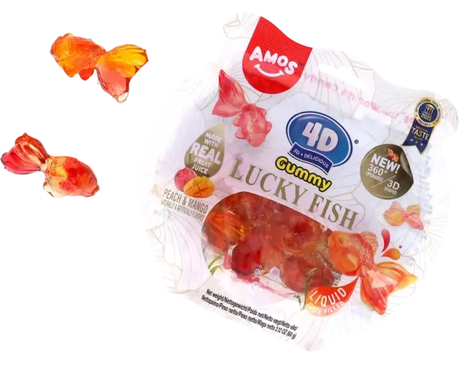 Amos - 4D Gummy Lucky Fish Peach Mango 60g