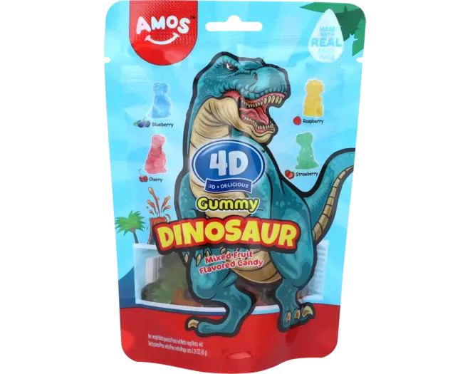 Amos - 4D Gummy Dinosaur Fruity 65g