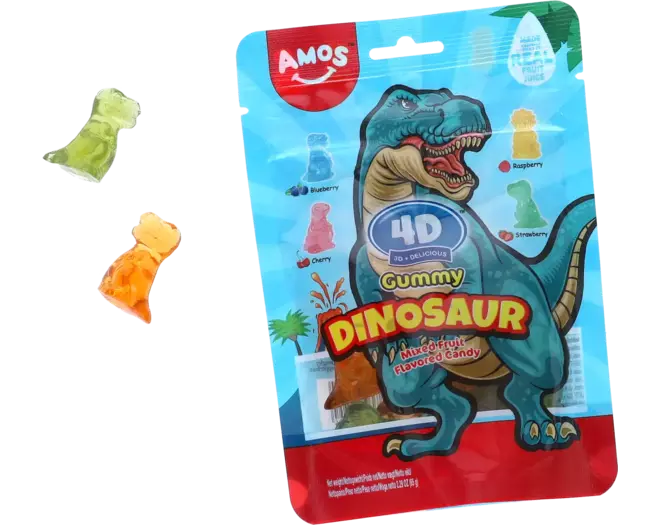 Amos - 4D Gummy Dinosaur Fruity 65g
