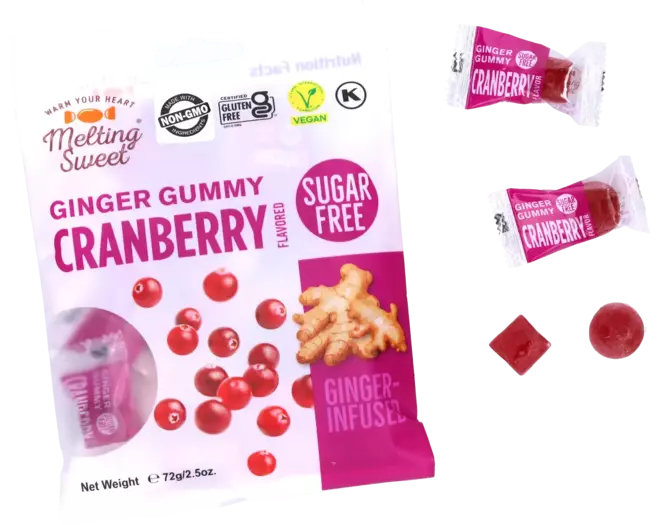 Melting Sweet - Ginger Gummy Cranberry (Sugar Free) - 72g