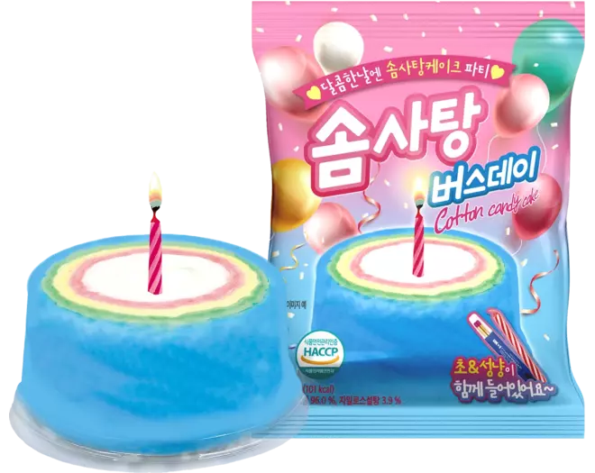 Yum'z Bites - Birthday Cotton Candy Cake with Candle 24x20g