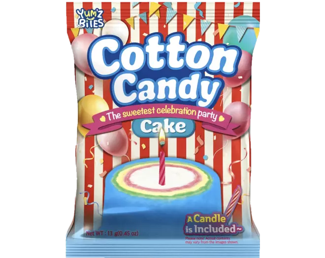 Yum'z Bites - Birthday Cotton Candy Cake with Candle 24x13g