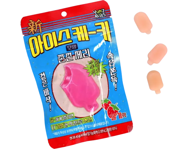 Yum'z Bites  - Ice Bar Shape Strawberry Crunch Jelly 10x40g