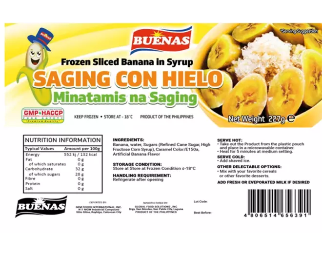 Buenas - Sliced Banana in Syrup 454g