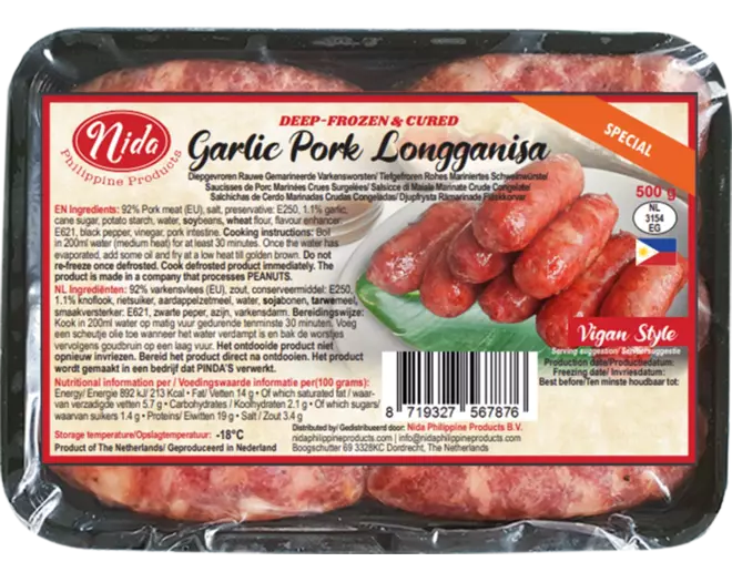 Nida - Longganise Pork Garlic 500g