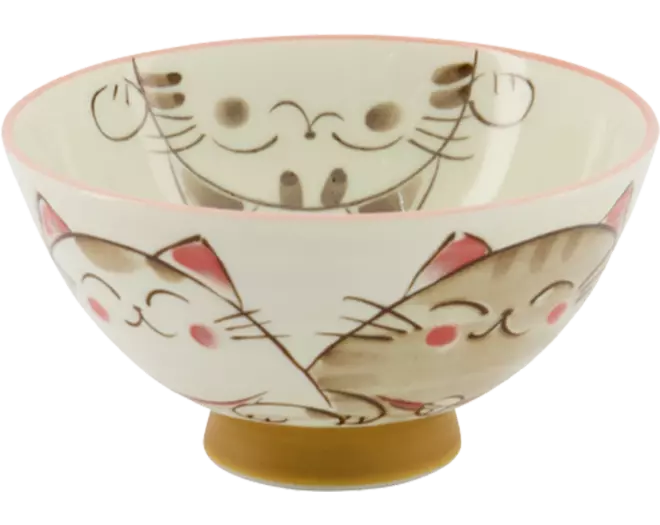 Tokyo Design Studio - Kawaii Bowl Lucky Cat White-Brown 300ml