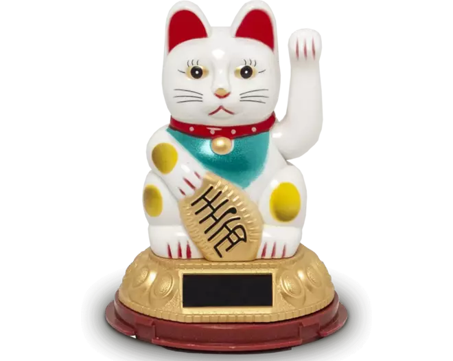 Lucky Cat - White Solar 12cm