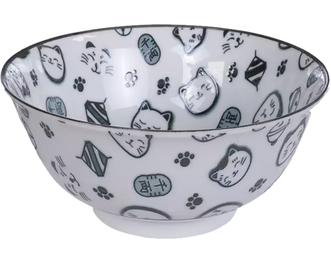 Tokyo Design Studio - Kawaii Bowl Lucky Cat Black 500ml