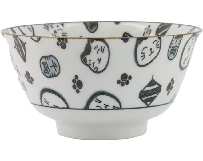 Tokyo Design Studio - Kawaii Bowl Lucky Cat Black 300ml