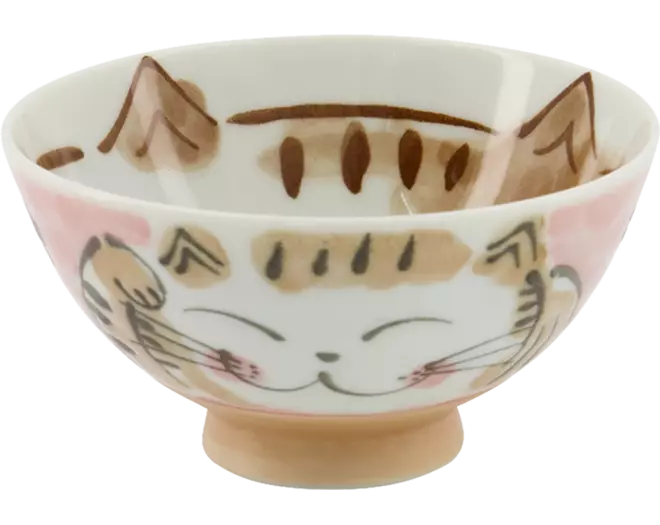 Tokyo Design Studio - Kawaii Bowl Rice Fuku Cat Pink 300ml