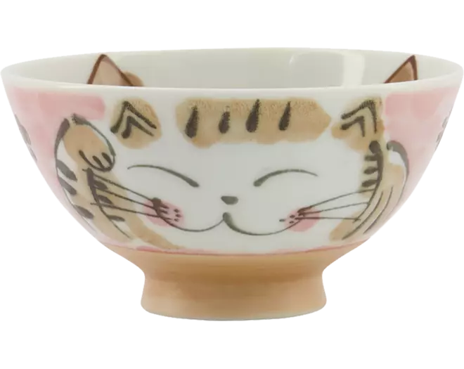 Tokyo Design Studio - Kawaii Bowl Rice Fuku Cat Pink 300ml