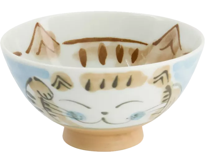 Tokyo Design Studio - Kawaii Bowl Rice Fuku Cat Blue 300ml
