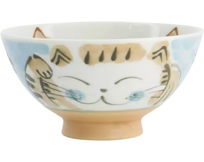 Tokyo Design Studio - Kawaii Bowl Rice Fuku Cat Blue 300ml