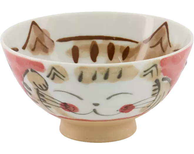 Tokyo Design Studio - Kawaii Bowl Rice Fuku Cat Red 300ml
