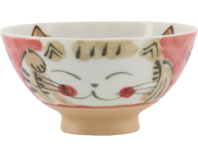 Tokyo Design Studio - Kawaii Bowl Rice Fuku Cat Red 300ml