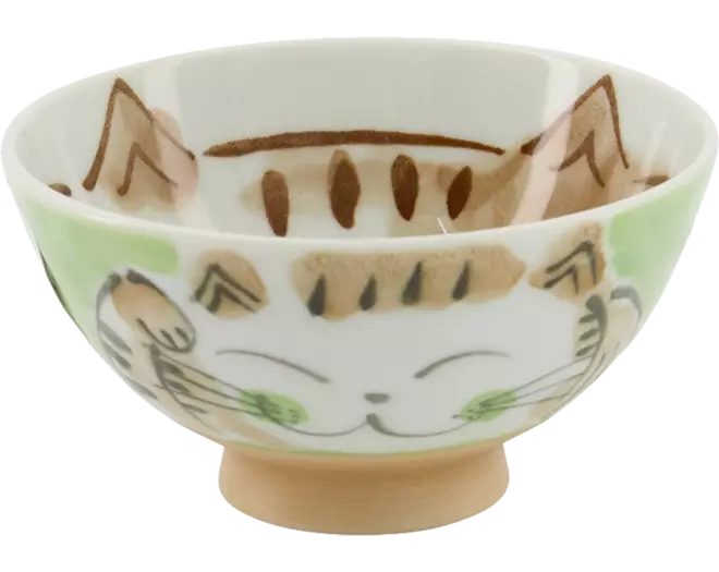 Tokyo Design Studio - Kawaii Bowl Rice Fuku Cat Green 300ml