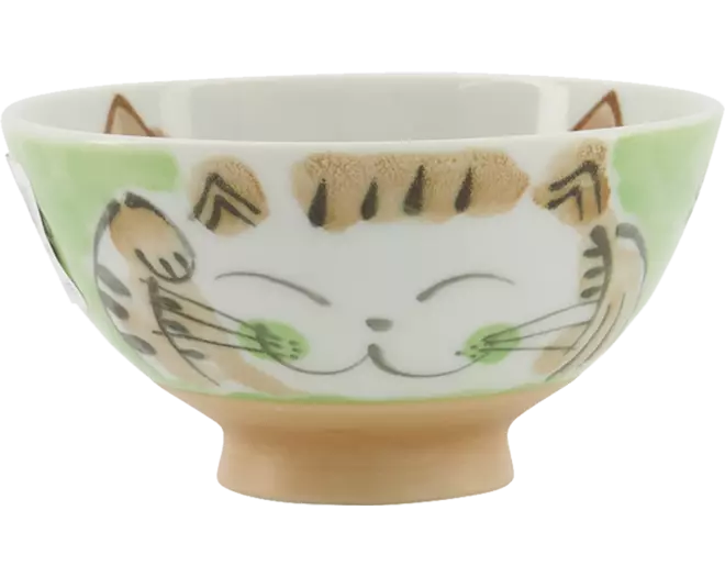 Tokyo Design Studio - Kawaii Bowl Rice Fuku Cat Green 300ml
