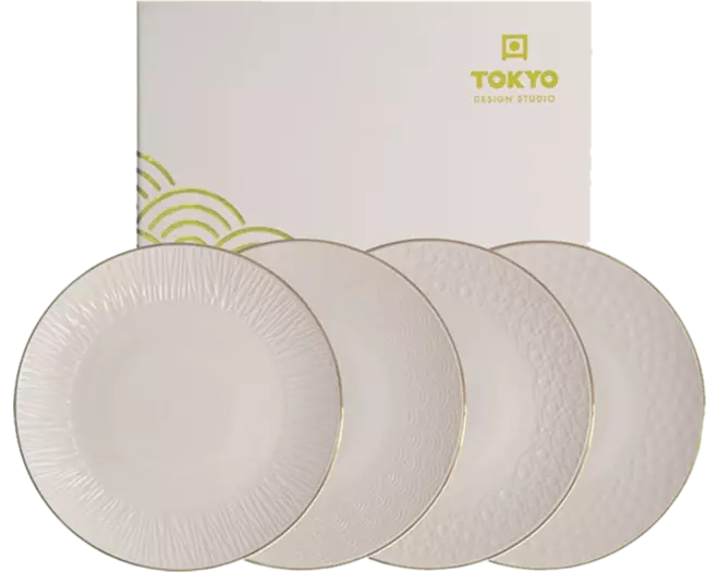 Tokyo Design Studio - Plate Giftset Nippon White Gold Rim 19cm
