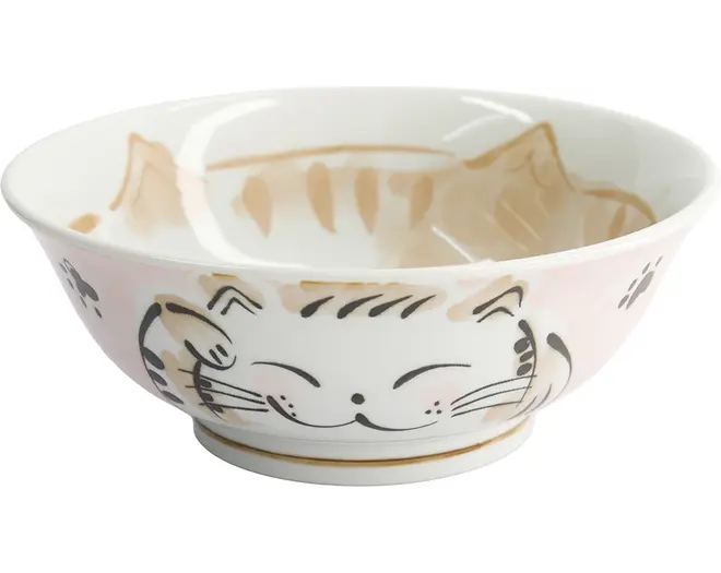Tokyo Design Studio - Kawaii Ramen Bowl Fuku Cat Neko 20.7x8cmh Pink 1000ml