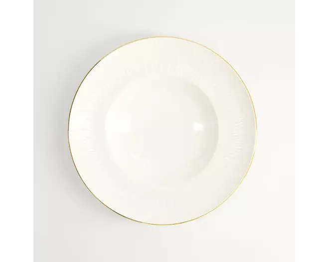 Tokyo Design Studio - Nippon White Gold Rim Deep Plate 21cm Lines 160ml 3pcs
