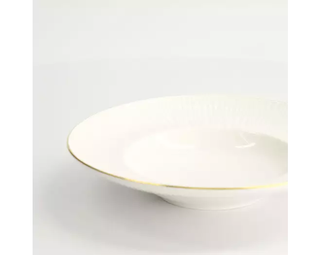 Tokyo Design Studio - Nippon White Gold Rim Deep Plate 21cm Lines 160ml 3pcs