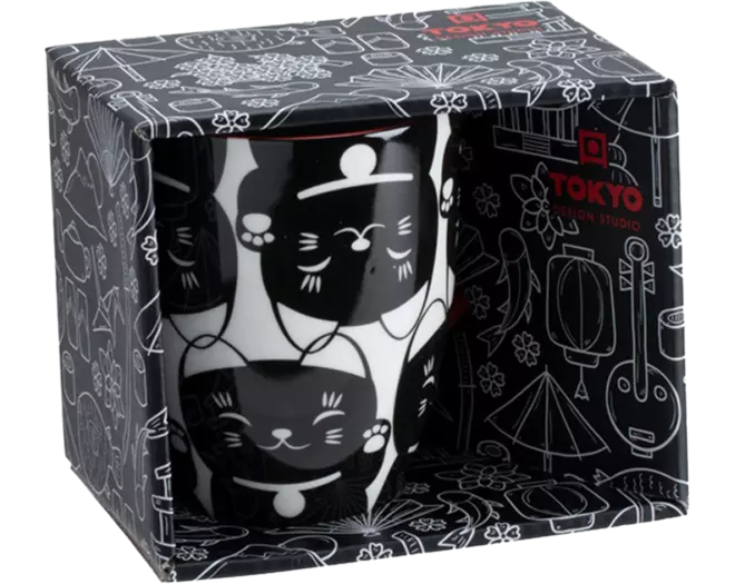 Tokyo Design Studio - Kawaii Mug Giftbox Lucky Cat Black 380ml