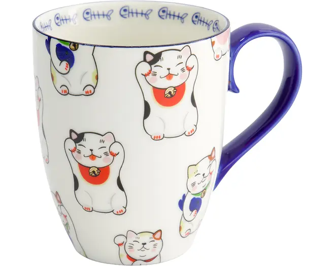 Tokyo Design Studio - Kawaii Mug Lucky Cat White Classic Giftbox 340ml 6pcs