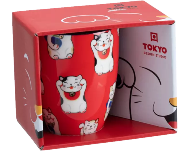 Tokyo Design Studio - Kawaii Mug Giftbox Lucky Cat Red 380ml
