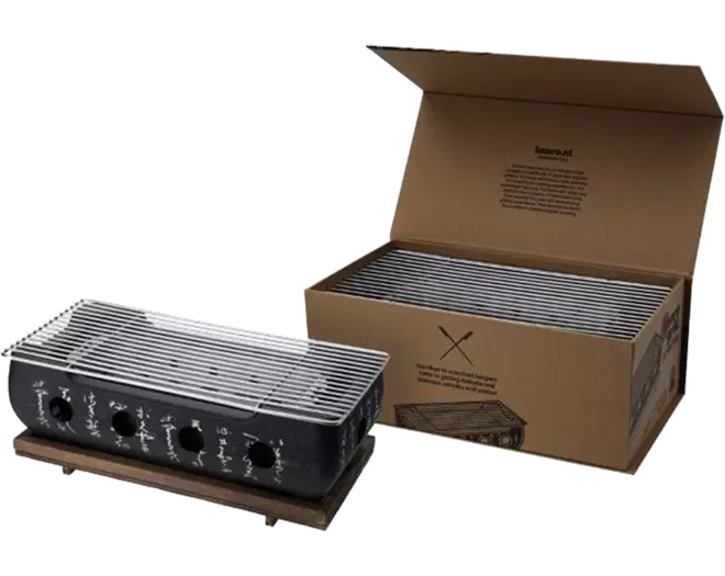 Konro - Grill Rect Wooden Base L 18x13cm