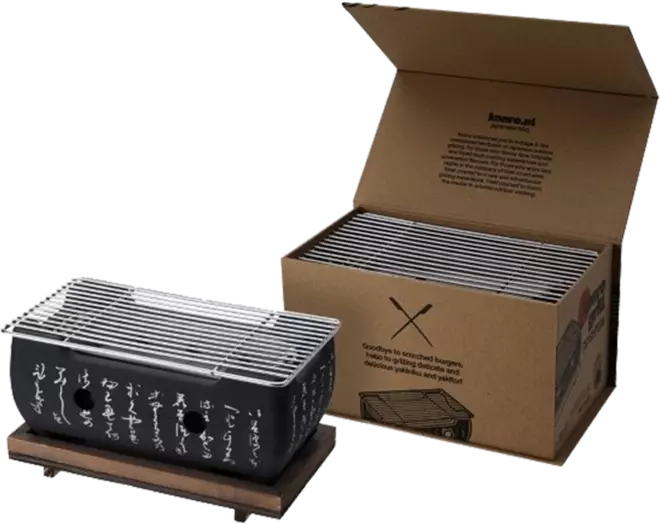 Konro - Grill Rect Wooden Base M 12.5x11.5cm