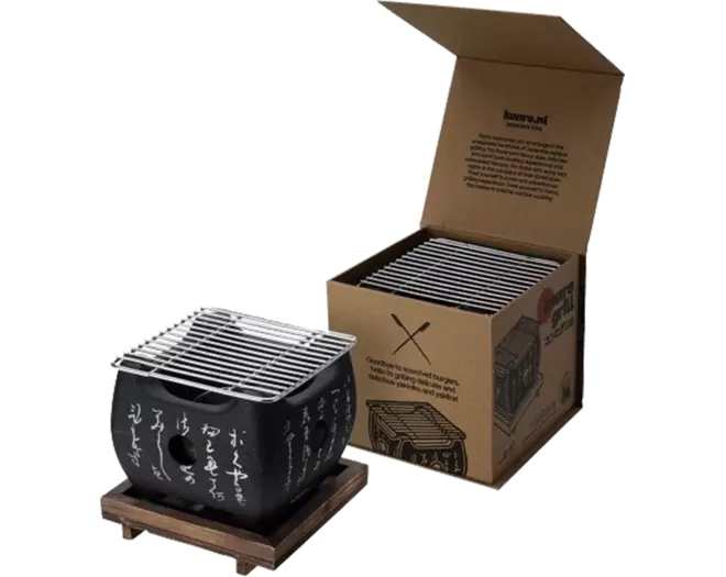 Konro - Grill Square Wooden Base Large 15x13,5cm