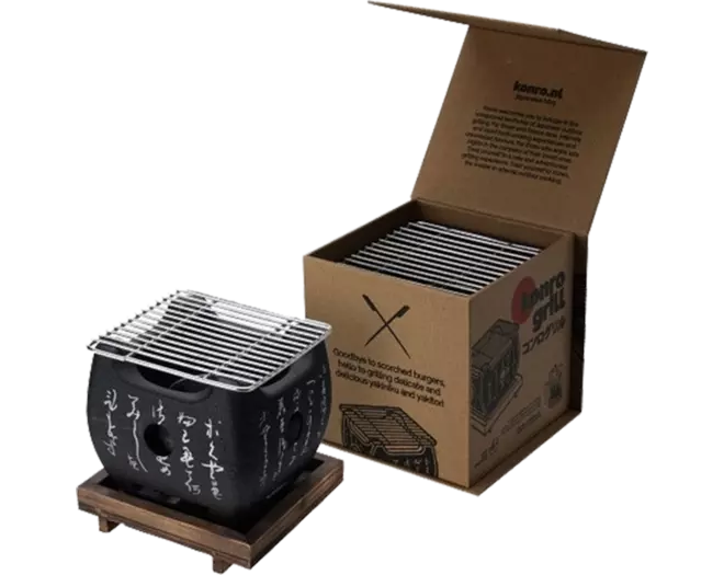 Konro - Grill Squeare Wooden Base 12x11cm
