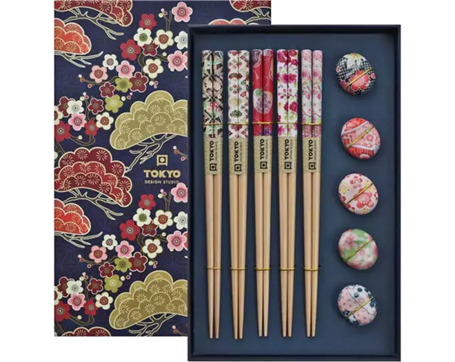 Tokyo Design Studio - Chopsticks Giftset Mix and Rest 5 pair