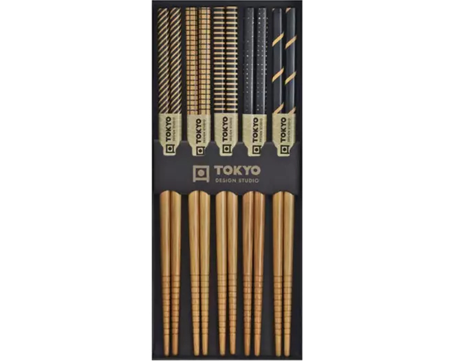 Tokyo Design Studio - Chopsticks Black Stripe 5 pair