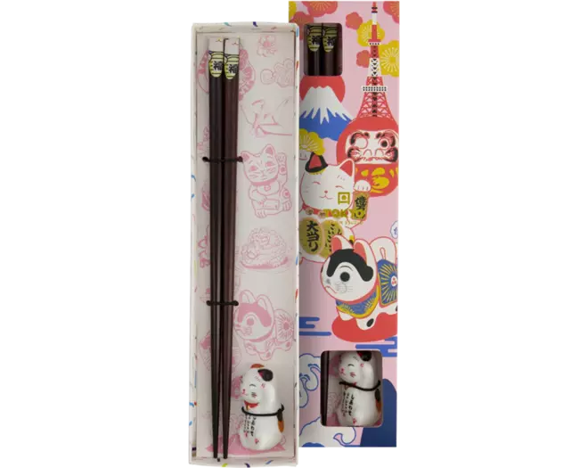 Tokyo Design Studio - Chopsticks Giftset and Rest Lucky Cat B