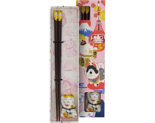 Tokyo Design Studio - Chopsticks Giftset and Rest Lucky Cat C