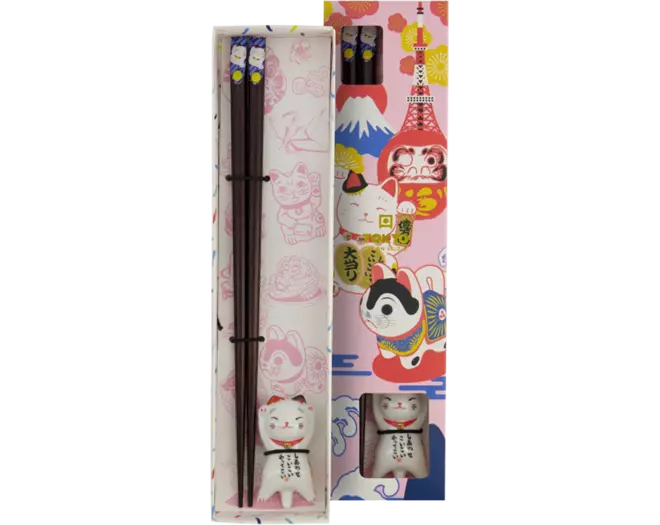Tokyo Design Studio - Chopsticks Giftset and Rest Lucky Cat D